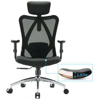 Qulomvs Mesh Ergonomic Office Chair with Footrest Home Office Desk Chair  with Headrest and Backrest 90-135 Adjustable Computer Executive Desk Chair  with Wheels 360 Swivel Task Chair 