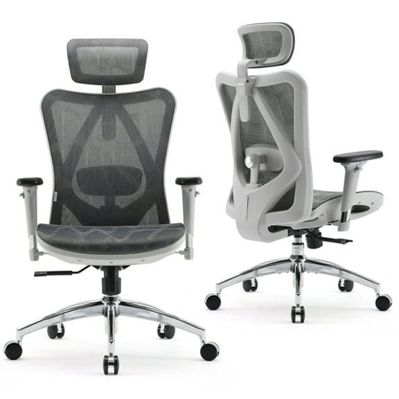 SIHOO High Back Ergonomic Office Mesh Desk Chair with Armrest & Lumbar Support, 300lb,Light Grey