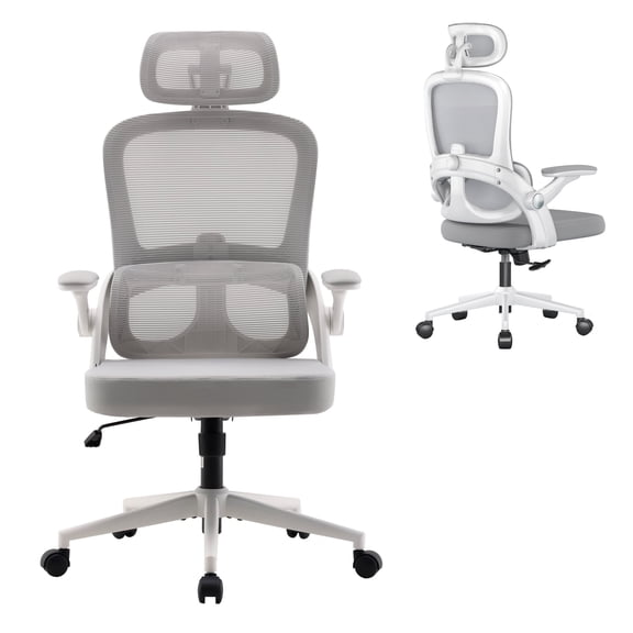SIHOO M102C Ergonomic Office Chair, Mesh Desk Chair with Adjustable 3D Armrests, Lumbar Support, 2D Headrest, Tilt, White