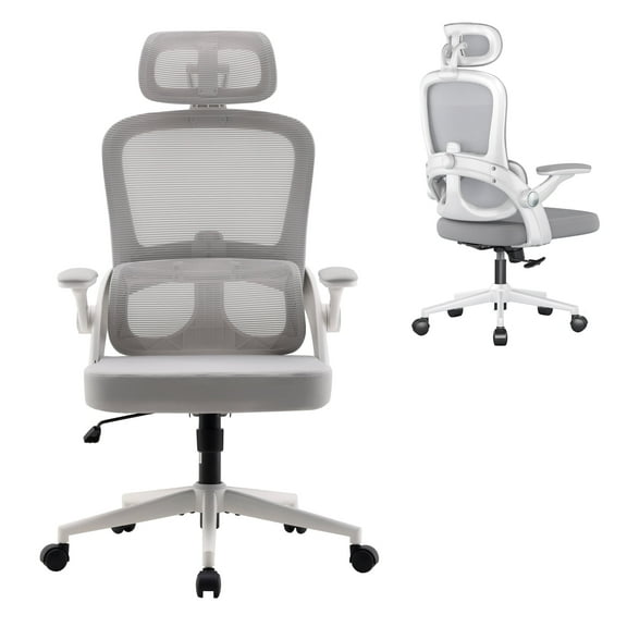 SIHOO M102C Ergonomic Office Chair, Mesh Desk Chair with Adjustable 3D Armrests, Lumbar Support, 2D Headrest, Tilt, White