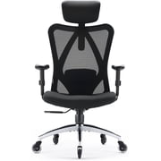 SIHOO M18 Upgraded Wheels Office Chair Ergonomic Desk Chair, Breathable Mesh Design High Back Computer Chair, Adjustable Headrest and Lumbar Support Light Black