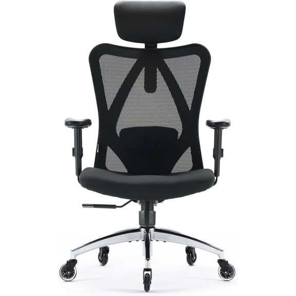SIHOO M18 Upgraded Wheels Office Chair Ergonomic Desk Chair, Breathable Mesh Design High Back Computer Chair, Adjustable Headrest and Lumbar Support (Light Black)