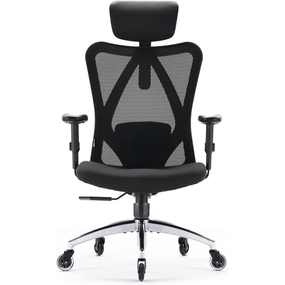 SIHOO M18 Upgraded Wheels Office Chair Ergonomic Desk Chair, Breathable Mesh Design High Back Computer Chair, Adjustable Headrest and Lumbar Support (Light Black)
