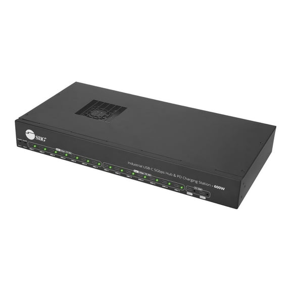 SIIG 16-port Industrial 600W USB-C PD Charging Station with 5Gbps USB Hub (id-us0b11-s3)