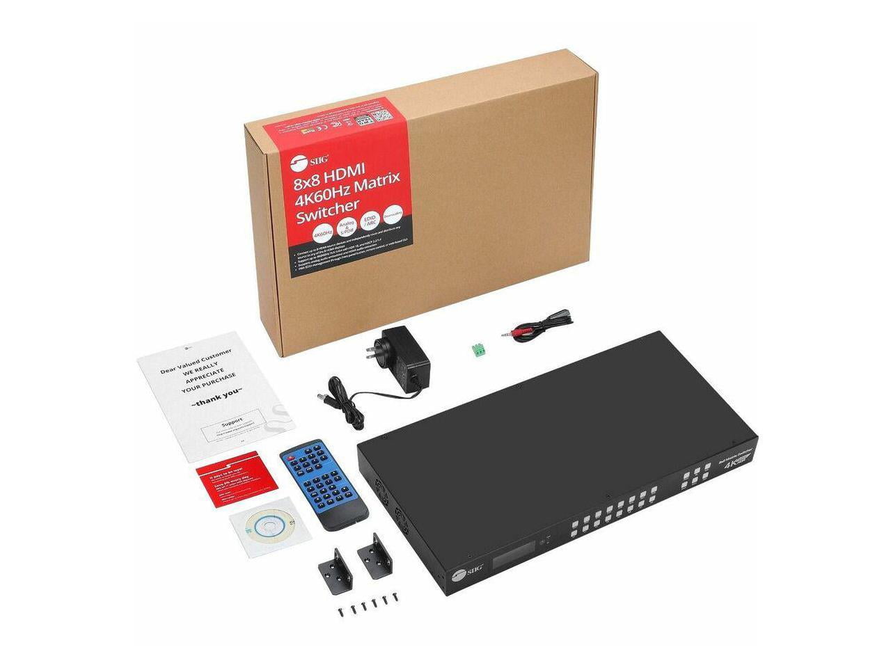 SIIG 8x8 HDMI 4K60Hz Matrix Switcher with LCD 18Gbps Downscaling EDID ...