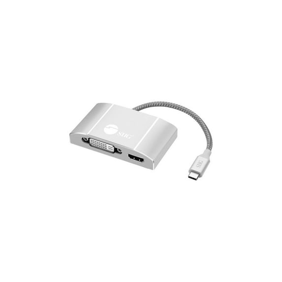 SIIG CB-TC0911-S1 USB-C to 3-in-1 Multiport Video Adapter with PD Charging - DVI/HDMI/VGA