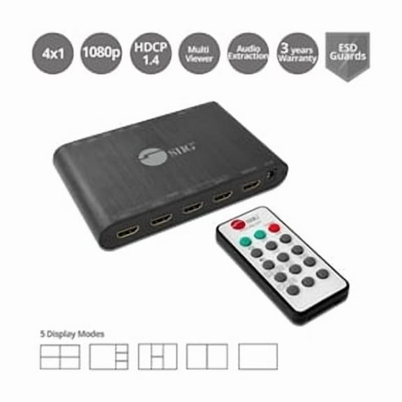 SIIG CE-H25R11-S1 4 x 1 HDMI Seamless Quadsplit Multi Viewer Switcher