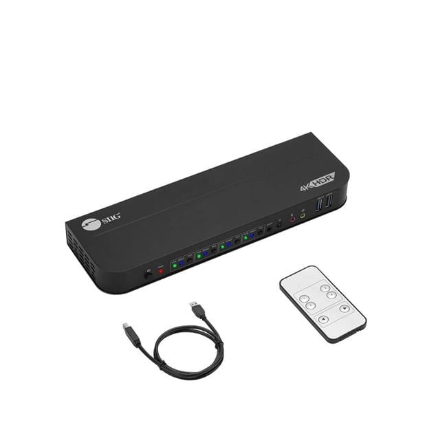 SIIG CE-KV0D11-S1 4 x 1 Display Port 4K KVM USB 3.0 Switch with Remote Control