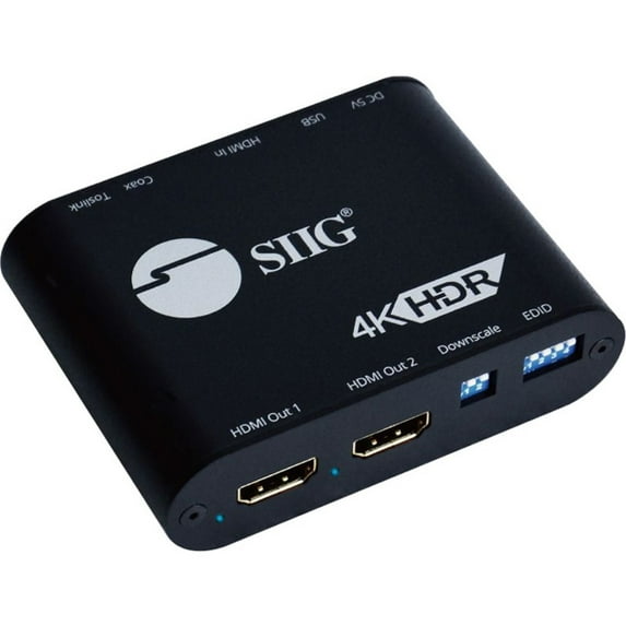 SIIG CEH24X11S1 1x2 HDMI 2.0 Splitter with Audio Extractor / Auto Scaling & EDID Management