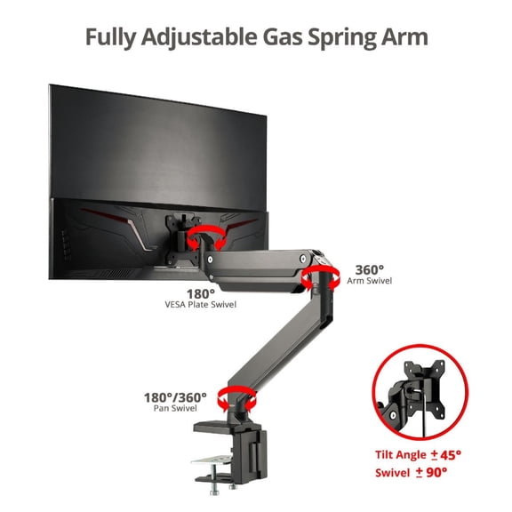 SIIG CEMT2Z11S1 Single Monitor Heavy-Duty Premium Gas Spring Desk Mount