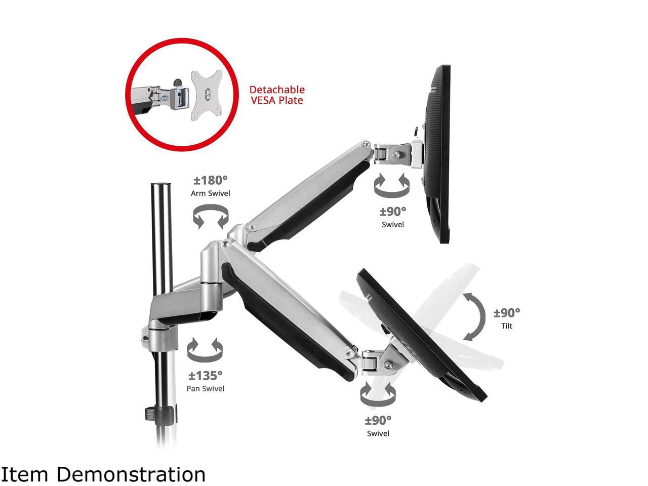 SIIG Dual Monitor Gas Spring Desk Mount with USB Port 17" to 32"