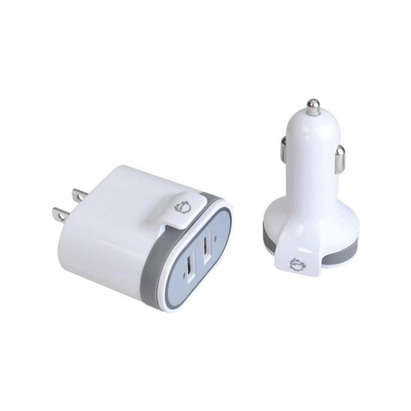 SIIG Fast Charging USB Wall Charger & Car Charger Bundle Pack - White
