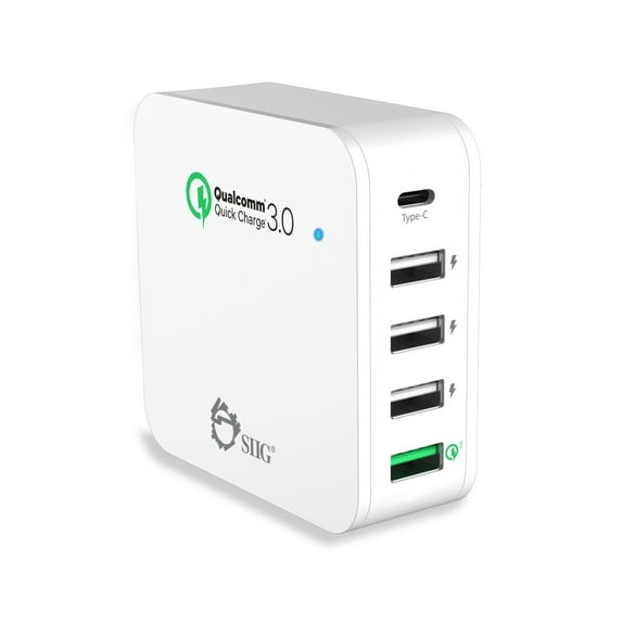 SIIG Multi-Flex Foldable 5-Port Charging Station with Type-C & QC3.0 Outputs 45W - White