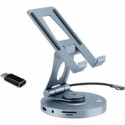 SIIG USB-C Multitask Hub Stand Holder fits under 13 Tablets/Phones - 4K60Hz- PD100W - USB-C Hub Stand Holder fits under 13 Tablets/Phones - USB-C Docking Stand - HDMI 4K@60Hz display - 2x USB-A 5...