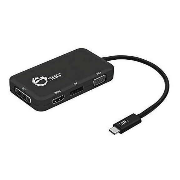 SIIG USB C to 4K HDMI/DisplayPort/VGA/DVI Multiport Adapter - Thunderbolt 3 Compatible - 4 in 1 for DisplayPort Alt Enabled Devices