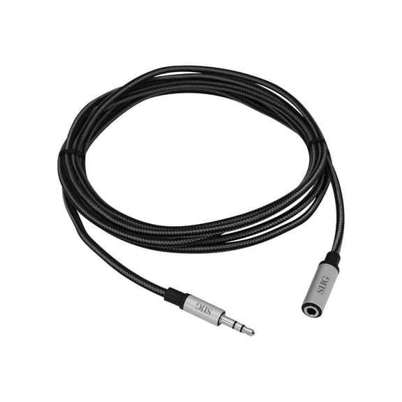 SIIG Woven Fabric Braided 3.5mm Stereo Aux Cable (M/F) - 2M - 6.60 ft Mini-phone Audio Cable for Audio Device, Smartphone, Tablet, MP3 Player, Speaker - First End: 1 x Mini-phone Male Stereo Audio - S