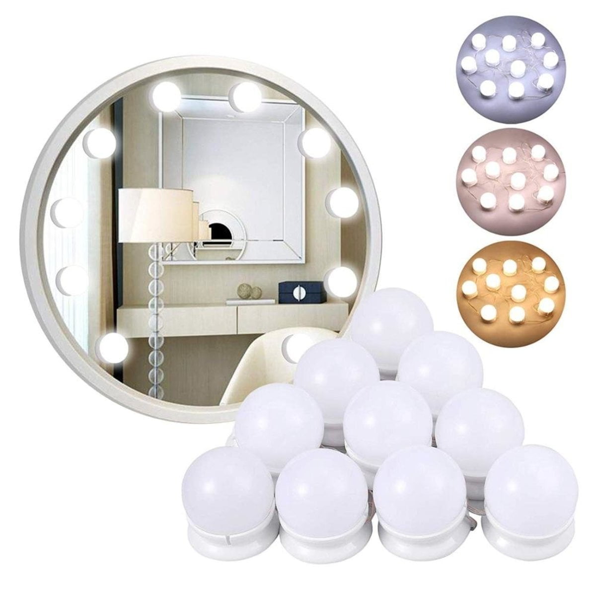 DIY LED Vanity Lights Kit, Hollywood Style, 10 Dimmable Bulbs ...