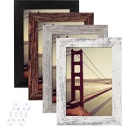 USTOP 4x6 Inch Picture Frame, Multicolor Distressed Wood Frame,Rustic Farmhouse Style Photo Display for Tabletop, Home Office Decor, Wall Mountable.