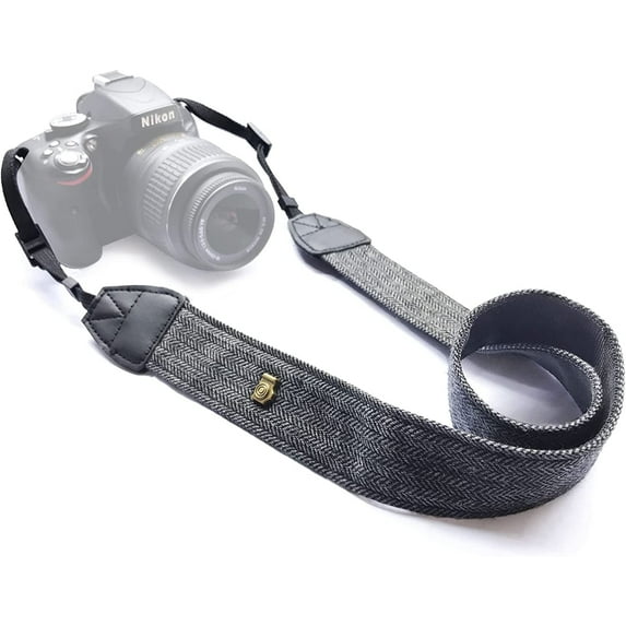 SIISLL Adjustable Cotton Canvas Nylon Vintage Shoulder Straps DSLR Cameras, Black