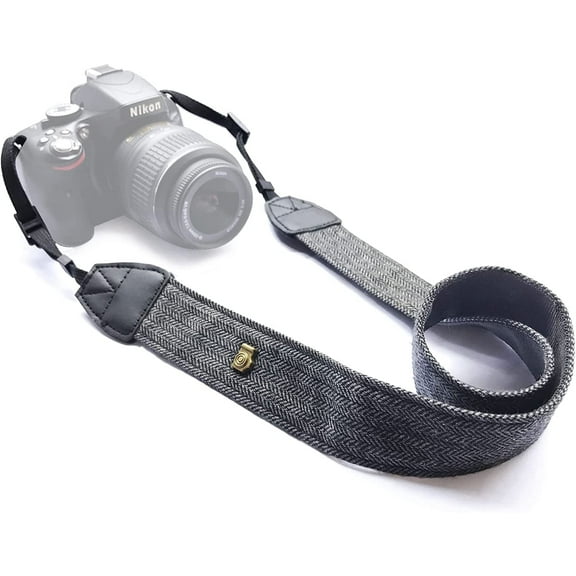 SIISLL Adjustable Cotton Canvas Nylon Vintage Shoulder Straps DSLR Cameras, Black