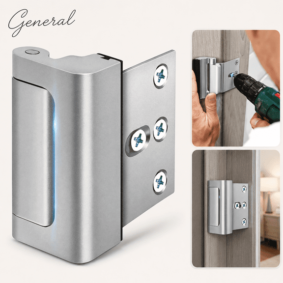 USTOP Portable Door Lock,Heavy Duty Door Security Lock, Easy to Install Anti-Burglary Reinforcement Lock for Home Security, Add-On Safety Bar for Door.