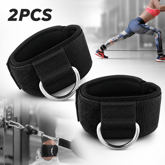 SIISLL Comfortable Adjustable Padded Ankle Wrist Neoprene Padded Straps D-Ring Glute Kickback for Cable Machine Women, Ideal for Glutes Exercises