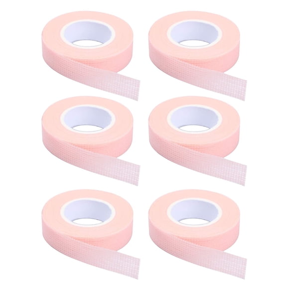 SIISLL Long False Eyelashes, 6 Rolls Adhesive Fabric Eyelash Extension Tape w/ Breathable Micropore Fabric, Pink