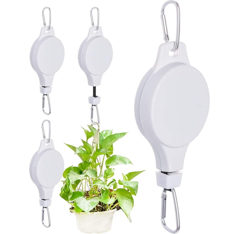 4-Pack Indoor/Outdoor Retractable Plant Pulley Hanger with Adjustable  Height - White - Walmart.com