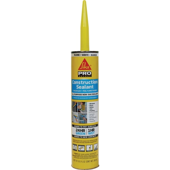 SIKA Sikaflex Construction Sealant - White, All-Purpose Polyurethane for Joints 1/2" or Smaller - 10.1 fl. oz - Weatherproof, High Elasticity, Paintable, Strong Adhesion