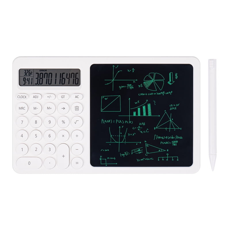 SIKAI CASE Calculator with Writing Tablet,2 in 1 Calculator with Writing Pen,Calendar,Time Temperatures LCD Display Calculator for Business Student Teacher