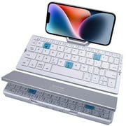 SIKAI CASE Foldable Bluetooth Keyboard with Magnetic Stand,Mini Keyboard for Tablet,PhonesWhite
