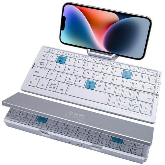 SIKAI CASE Foldable Bluetooth Keyboard with Magnetic Stand,Mini Keyboard for Tablet,Phones(White)