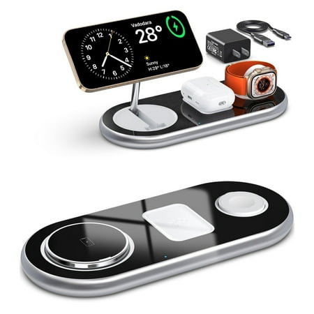 SIKAI CASE Magnetic Wireless Charger iPhone,3 in 1 Mag Charging Station for iPhone 15/14/13/12,AirPods 3/2/Pro,iWatch 9/8/7/6/5/4/3/2(Cable Included)