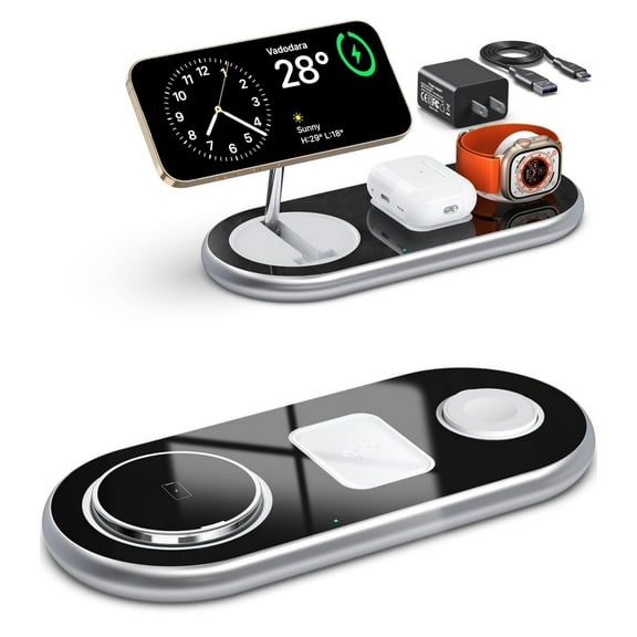 SIKAI CASE Magnetic Wireless Charger iPhone,3 in 1 Mag Charging Station for iPhone 15/14/13/12,AirPods 3/2/Pro,iWatch 9/8/7/6/5/4/3/2(Cable Included)