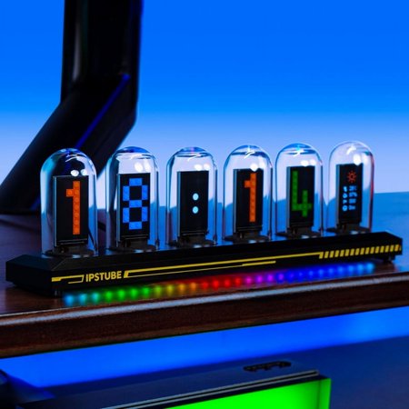 SIKAI CASE Nixie Tube Clock,RGB Nixie Tube,APP Control,Customized Electronic Album/Weather/Animation/Picture,5 IPS Display Screen