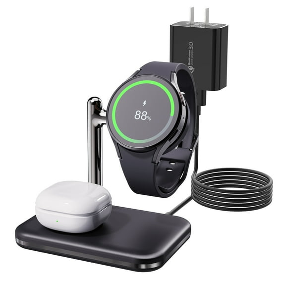 SIKAI CASE Wireless Charger for Samsung Watch,Magnetic Charger Station for Samsung Galaxy Watch 6/5/4/3/Active 2/Active,Galaxy Buds 2/Live/Pro(Black)