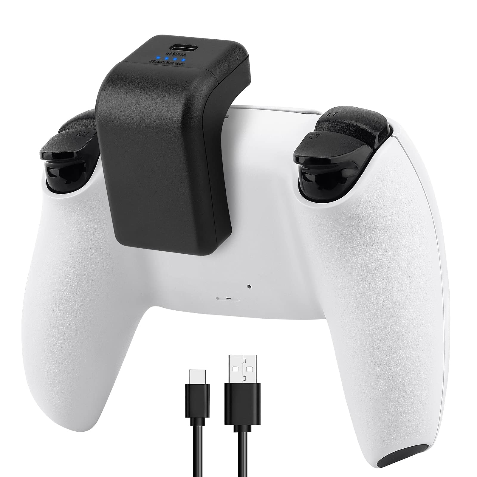 SIKEMAY PS5 Controller Accessories Rechargeable Battery Pack, 1800mAh Fast Charging External Battery with LED Indicator and USB Type-C Charger Cable, Portable Wireless Kit - Black