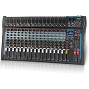 SIKUING Audio Mixer 16-Channel Mixing Console 48V 16-Bit DSP Effect USB Audio Mixer +48V Phantom Power Bluetooth Mixer for Karaoke Studio Streaming Recording, Live Streaming