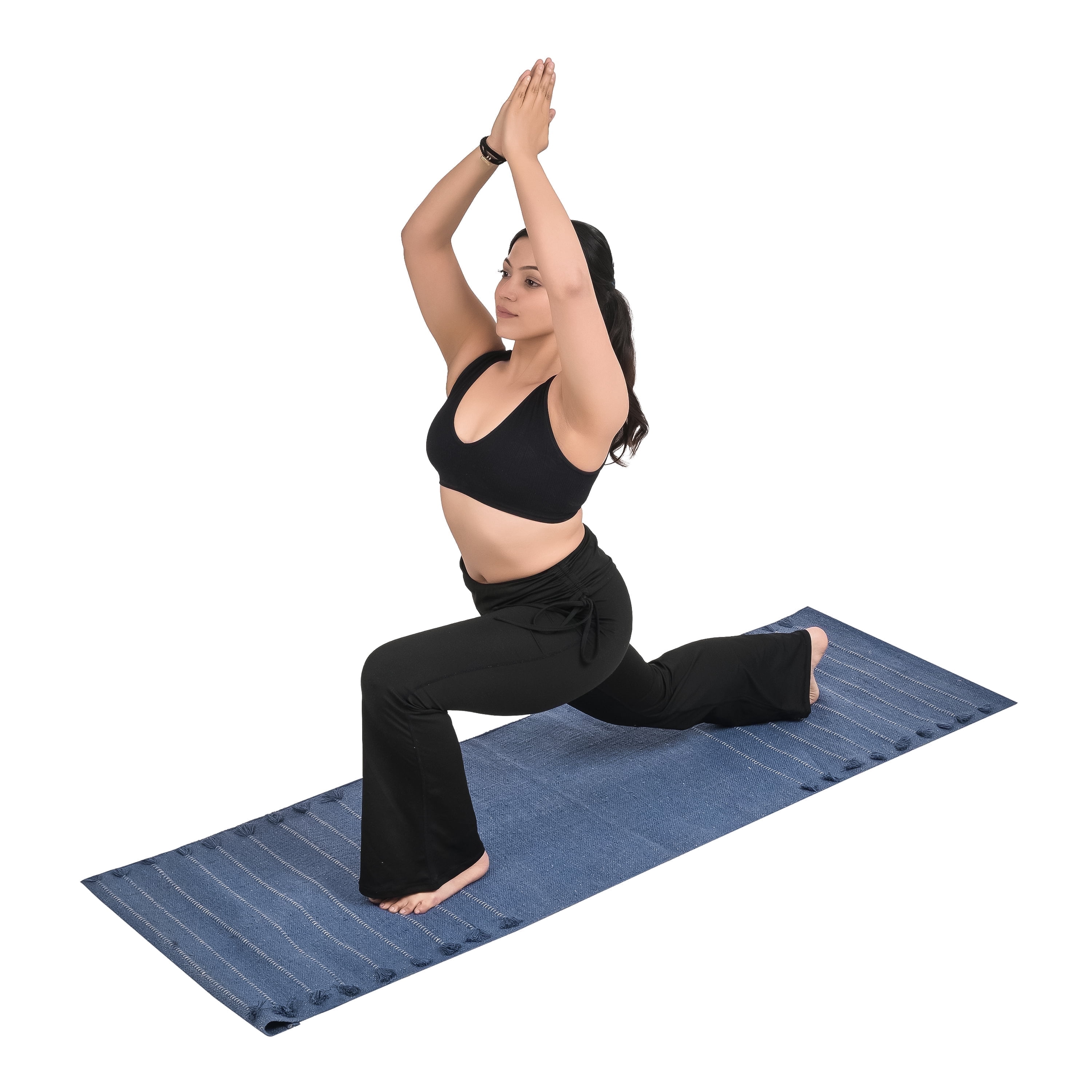 Sivi Herbal Organic Cotton Yoga Mat - Eco-Friendly Hand-Woven Non-Slip Rug - Thick & Comfortable (24”x72”x5mm) for Home Fitness & Yoga