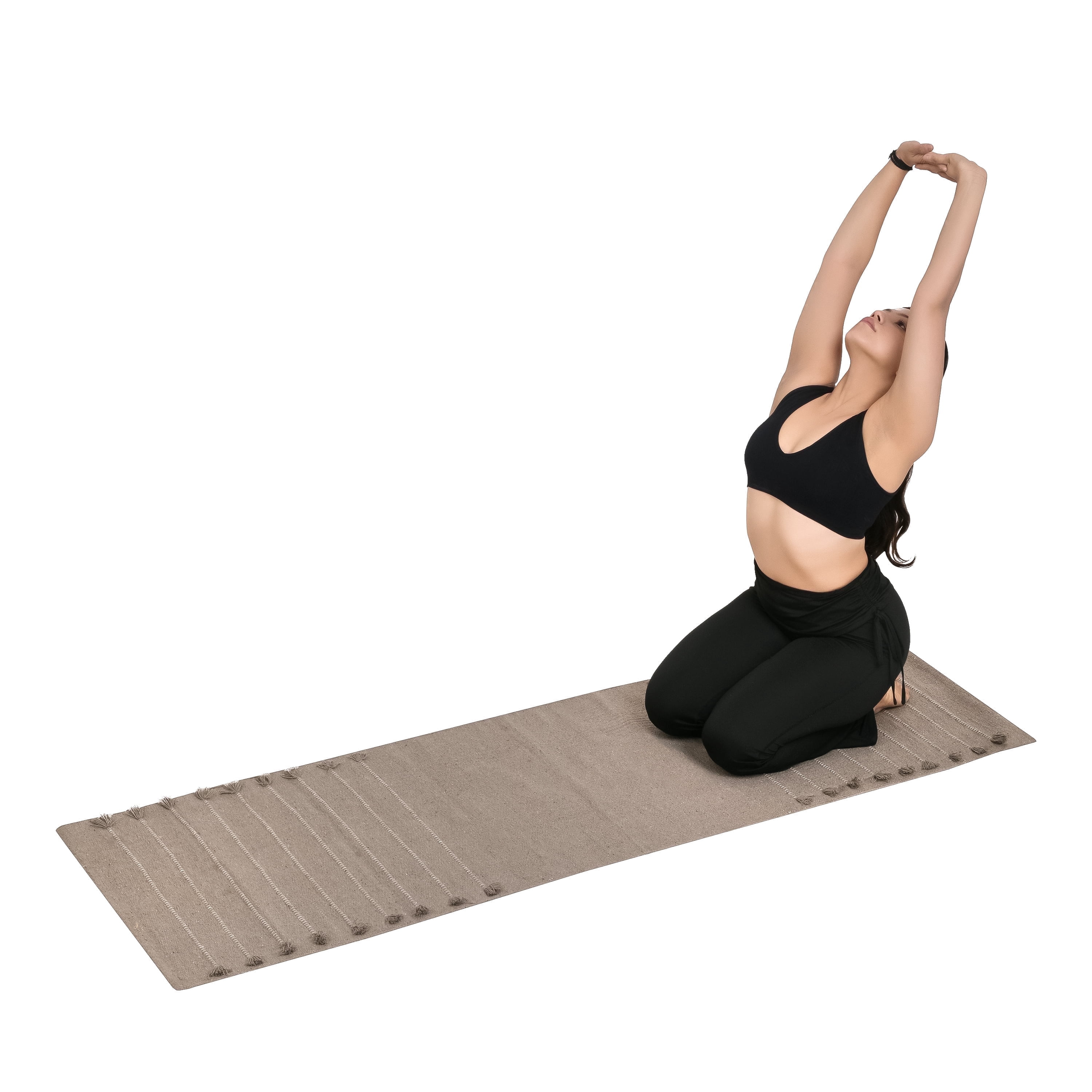 Sivi Herbal Organic Cotton Yoga Mat - Eco-Friendly Hand-Woven Non-Slip Rug - Thick & Comfortable (24”x72”x5mm) for Home Fitness & Yoga