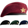 thumbnail image 1 of Sivi Traditional Style Cap With Metal Star Badge – Woolen French Beret Hat for Men and Women, 1 of 12