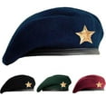thumbnail image 1 of Sivi Traditional Style Cap With Metal Star Badge – Woolen French Beret Hat for Men and Women, 1 of 10