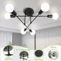 SILAMPDI Modern Black Chandelier Light Fixture with 6 Lights,Mid Century Semi Ceiling Lights Fixture Chandeliers for Dining Room Bedroom,Living Room,Kitchen,E26 Base,Bulb Not Included
