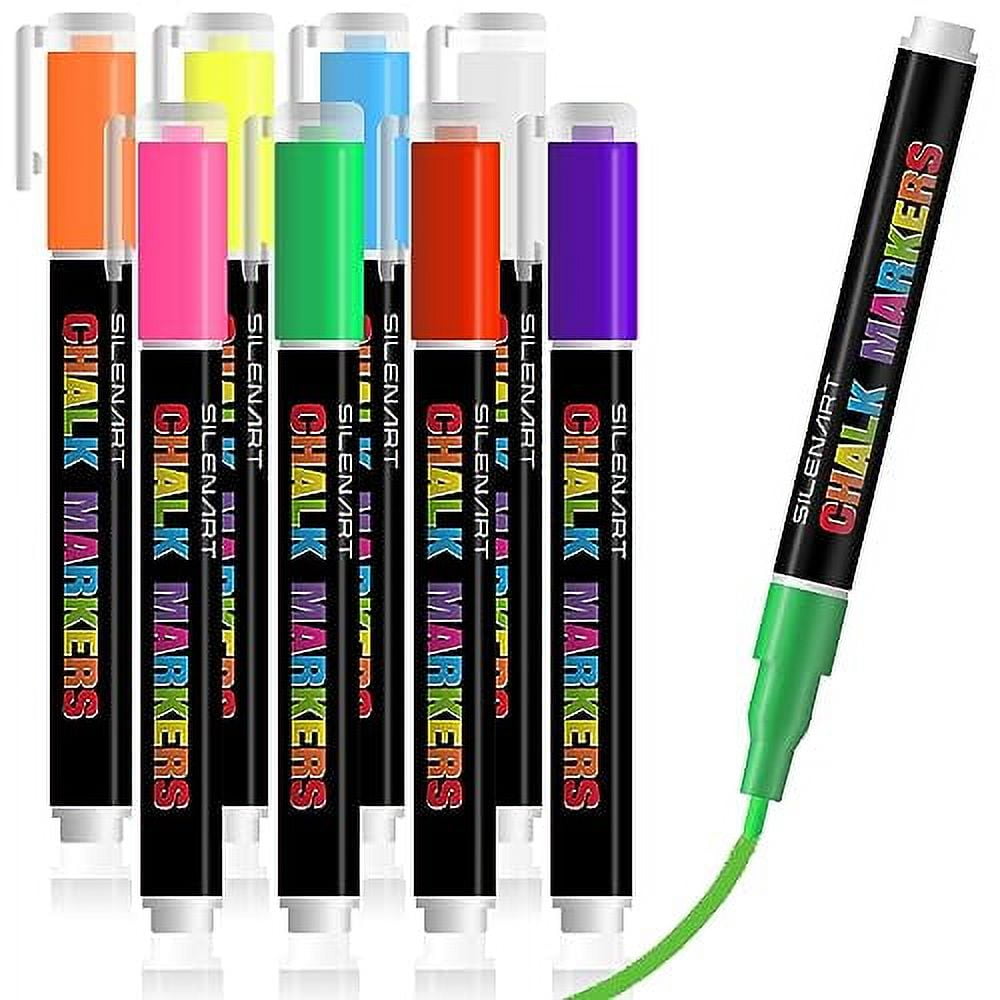 Timart Extra Fine Tip Chalk Markers (8 Pack 1mm Point), Liquid Chalk Pens -  Dry Erase Marker Pens for Blackboard, Chalkboards, Windows, Glass, Bistro