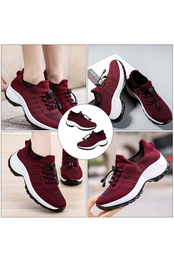 1 Pair Elastic Fly Weave Knitting Sports Shoes for Grandmas Perfect Fit Daily Sports Wear