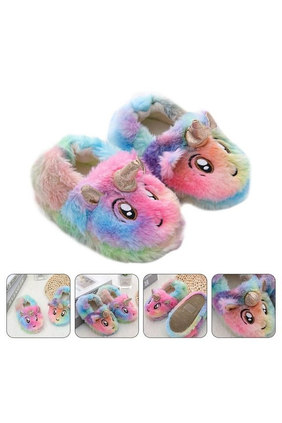 1 Pair Novelty Slippers for Kids Fluffy Style Warm Anti-slip Silent Sole Use