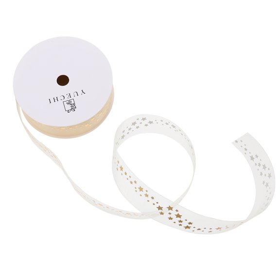 SILENRADAWN Golden Hot Stamping Snow Gauze Ribbon 1 Roll 118.11x0.98 Inch for Crafting, Wrapping, Decorations