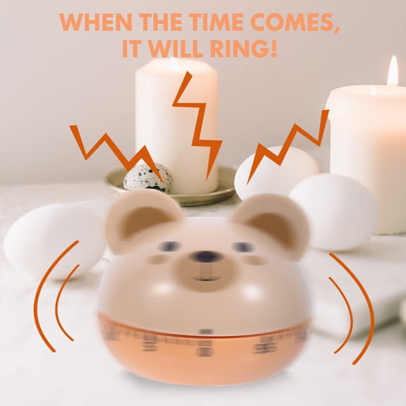 SILENRADAWN Khaki Mechanical Timer Cartoon Bear Design for Cooking Baking and Study 1 Pc