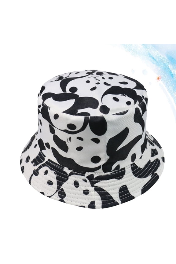 1Pcs Panda Cap For Girls Double Sided Design White Cotton Bucket Hat Spring Summer Autumn