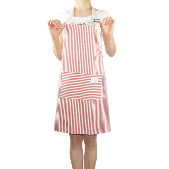SILENRADAWN Red Cotton Linen Apron for Cooking, Baking, Kitchen, Gardening and BBQ Use - and Comfortable